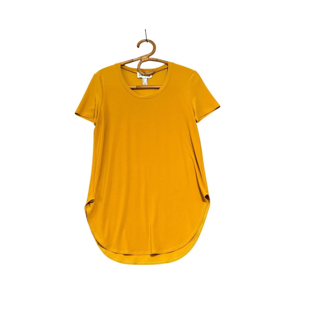 Joseph Ribkoff | Tunic Top Mustard Yellow Short Sleeve Curved Hem Size 6